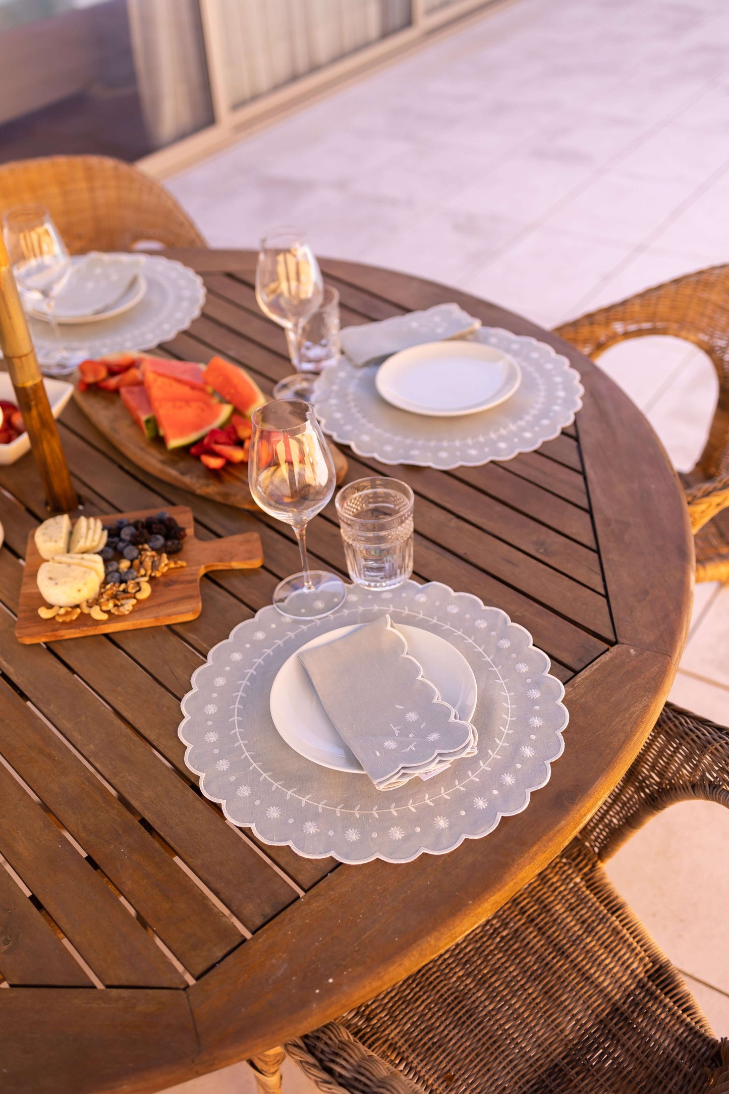 Blue linen placemat