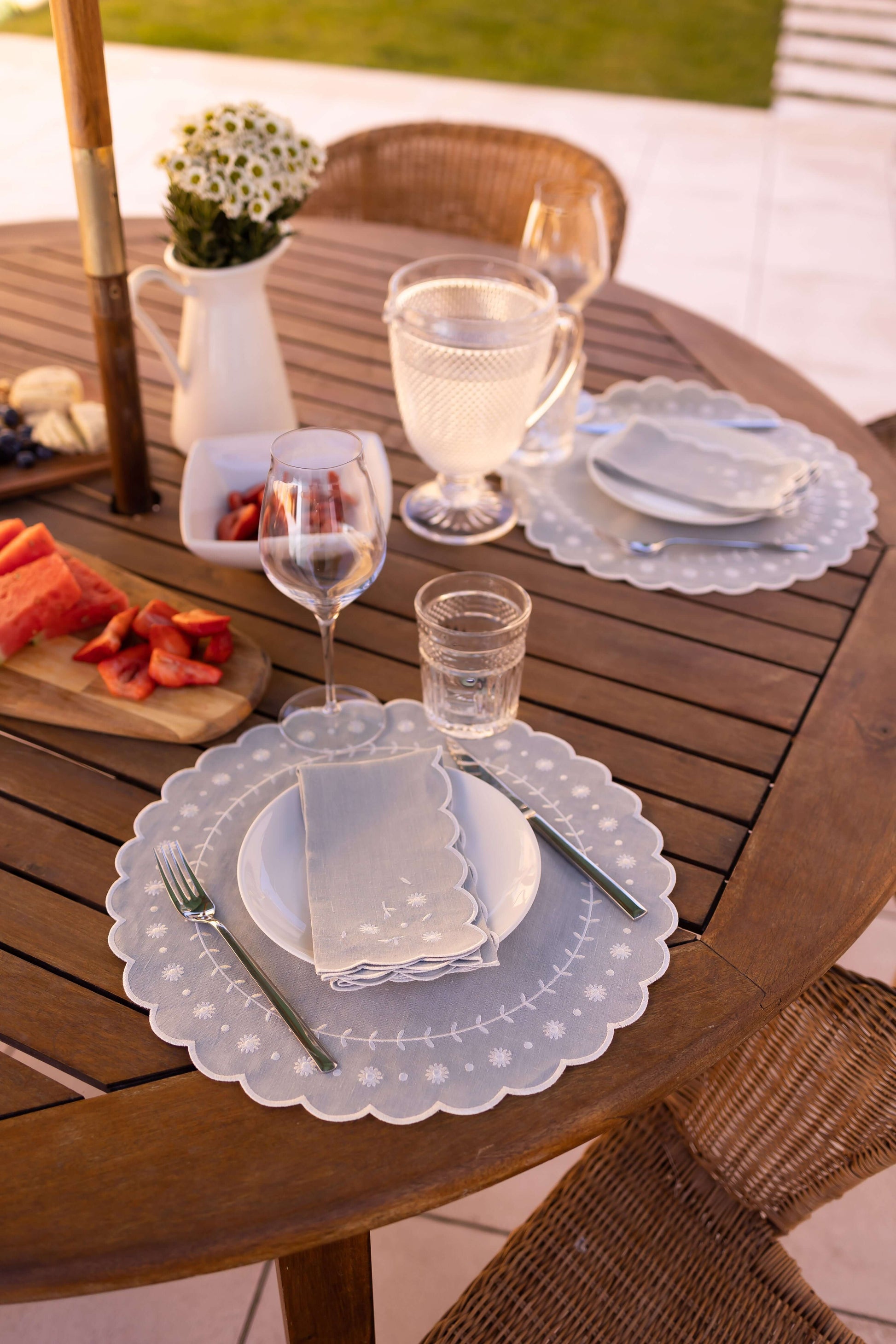 Round blue placemat
