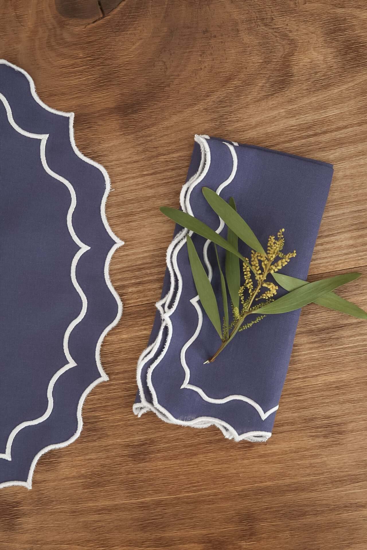 Navy scallop napkin