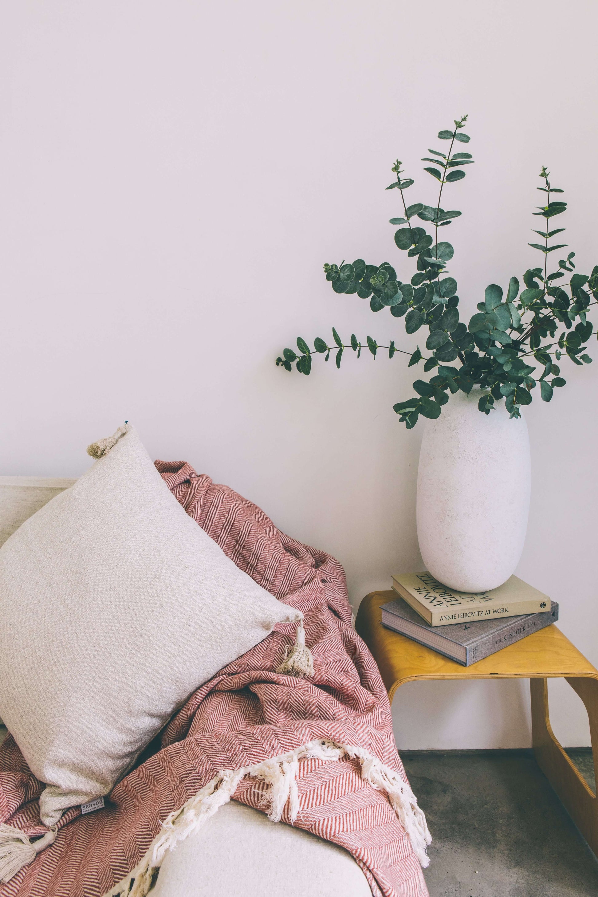 Pink herringbone throw