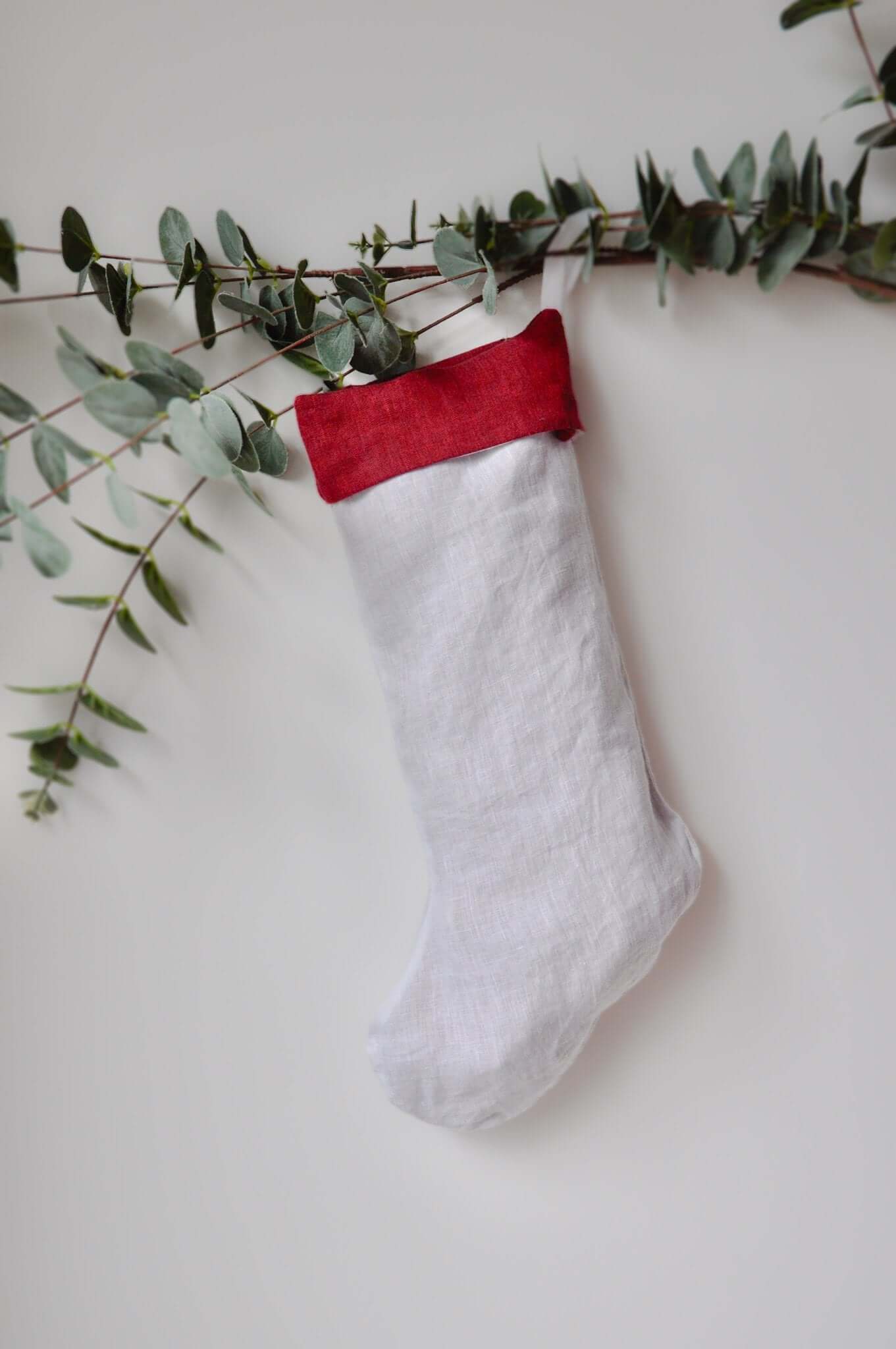 Irish linen Christmas stocking