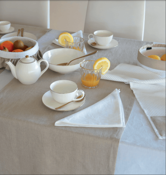 Natural linen table runner