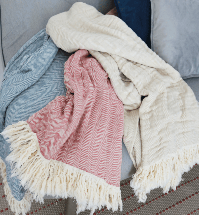 Herringbone weave throw