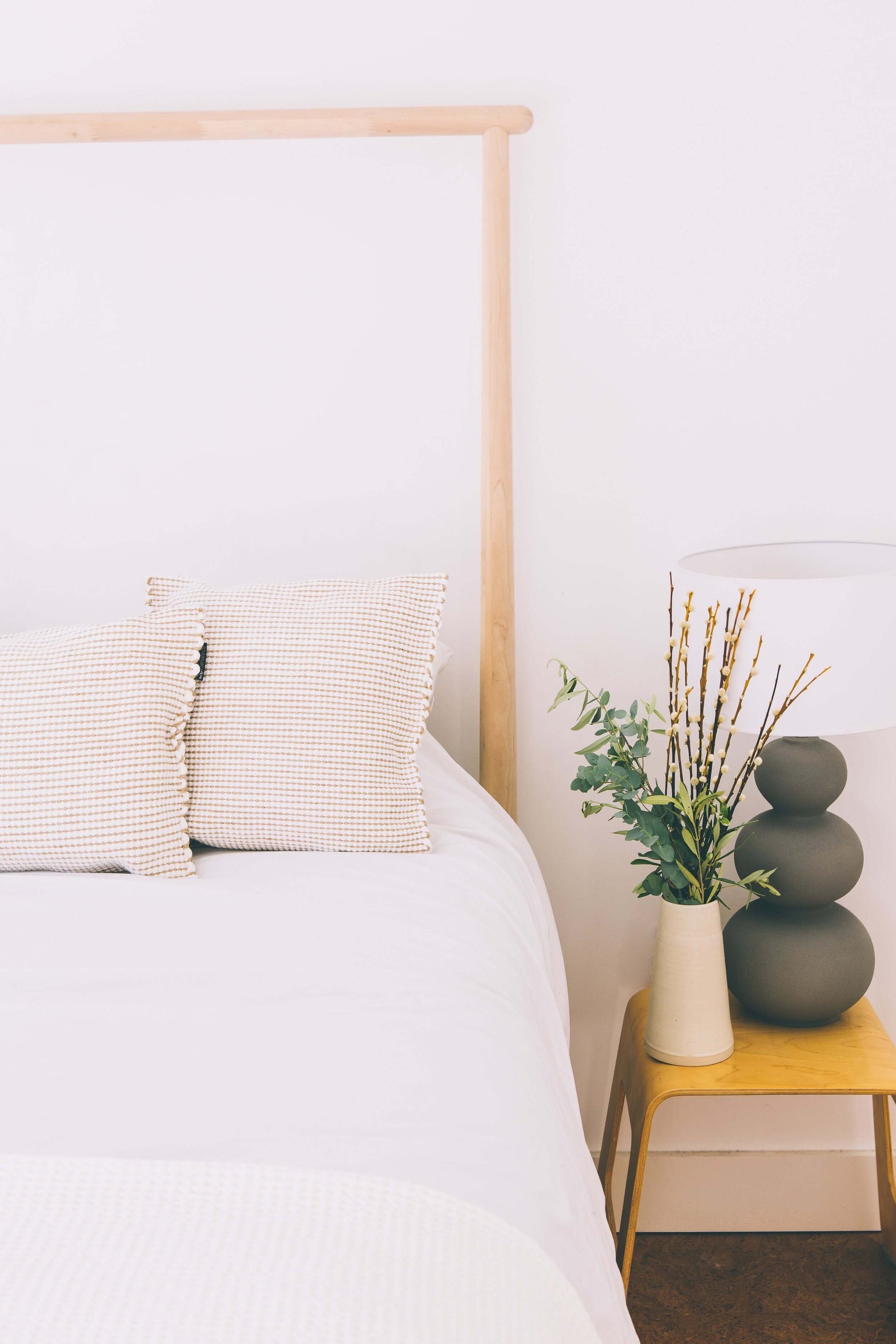 White and jute cushion