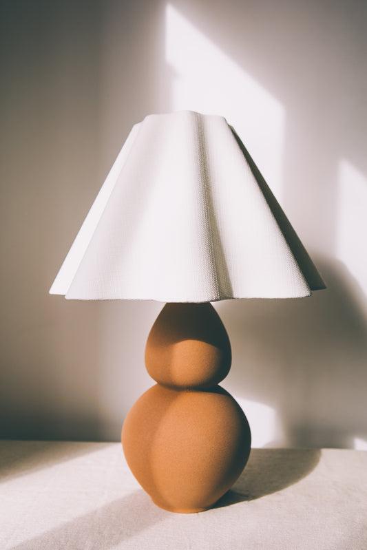 Terracotta Lamp with Wavy Shade