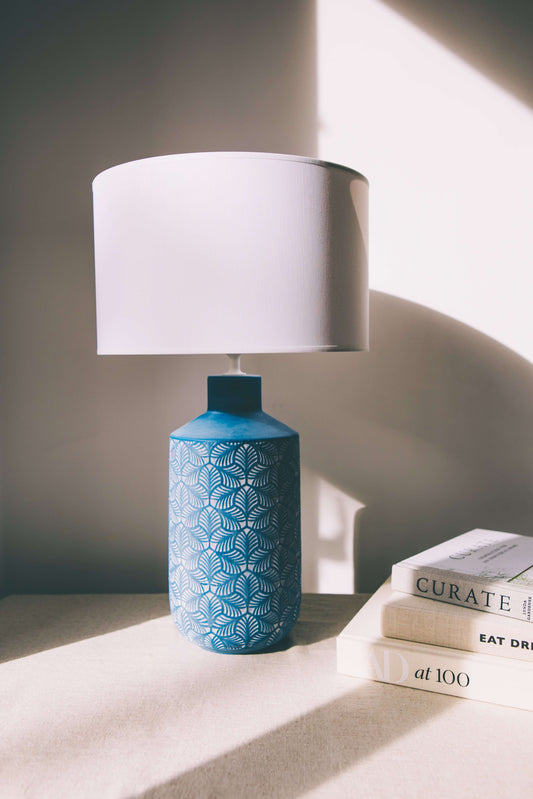 Blue ceramic table lamp