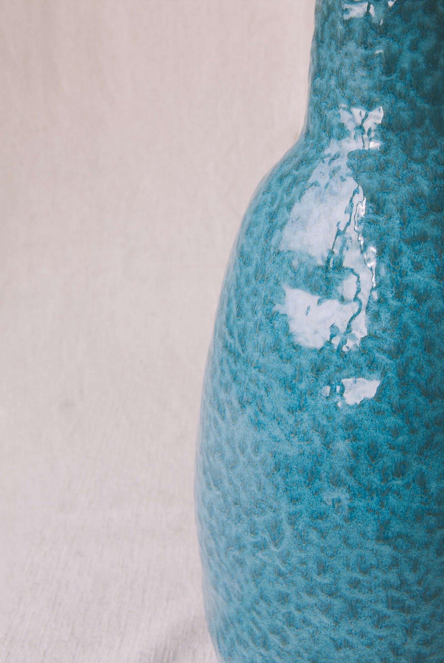 Ceramic Table Lamp with Reactive Blue Glaze