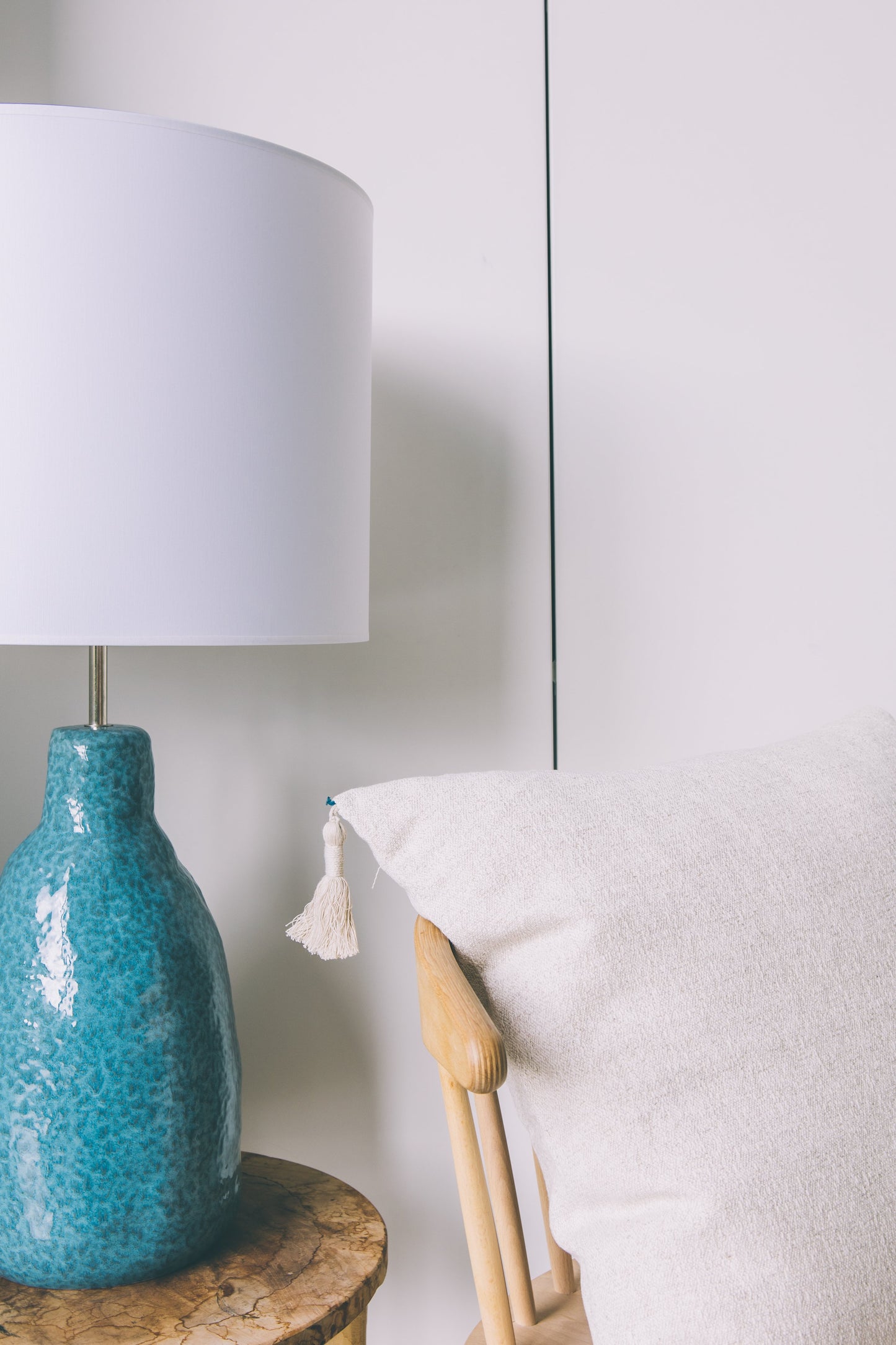 Ceramic Table Lamp with Reactive Blue Glaze